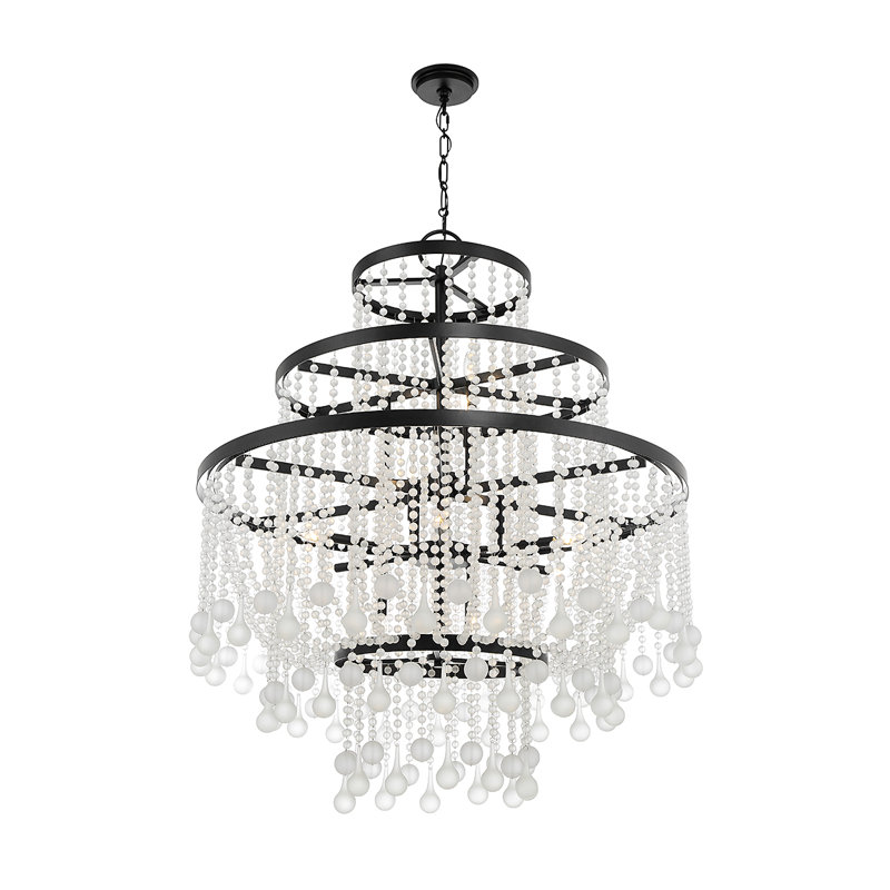  Lustre 15 lumières Luna en noir mat Luna, Noir mat
