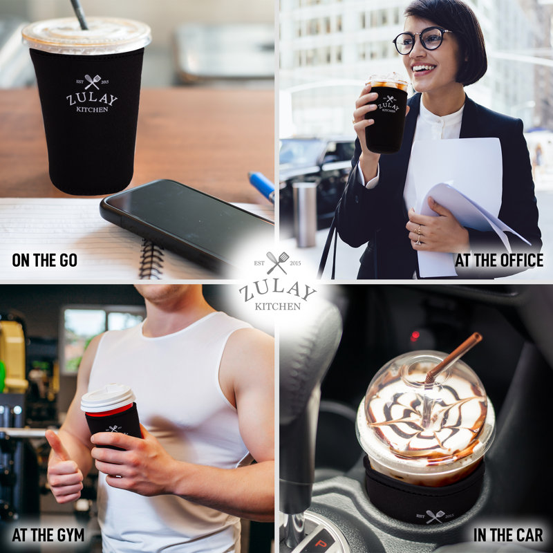 Zulay Kitchen Medium Reusable Iced Coffee Sleeve, Black