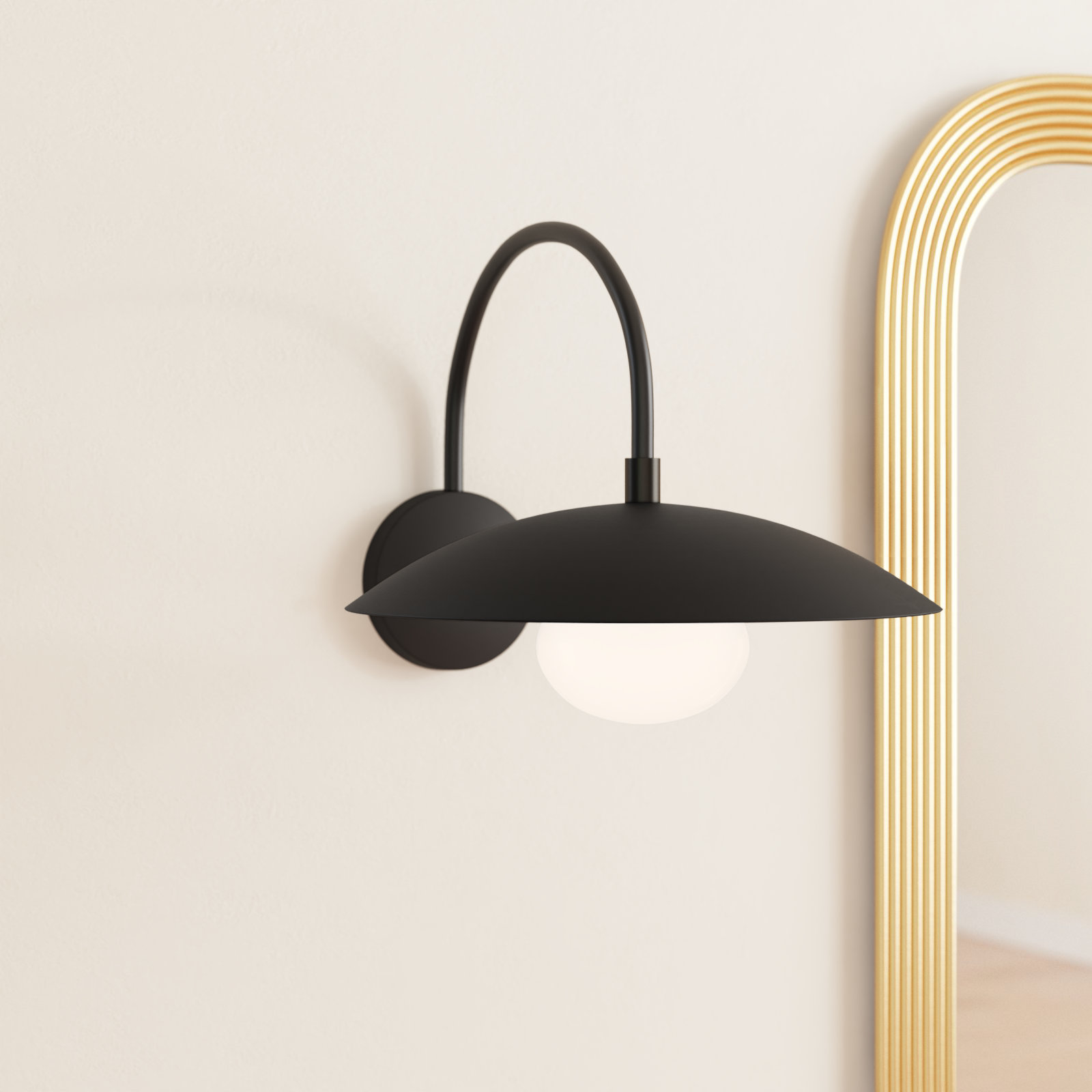 Del Single Light Wrought Iron Dimmable Armed Sconce, Black