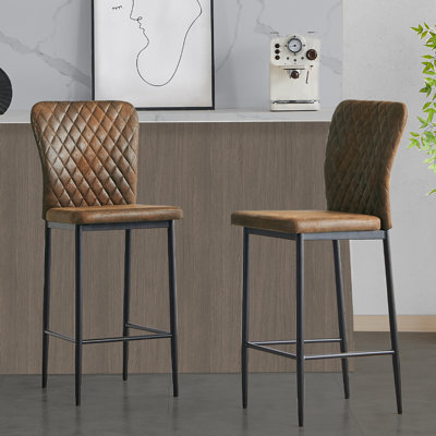 Vintage Upholstered Armless Bar Stool