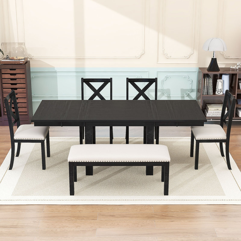 6 - Person Extendable Dining Set, Black