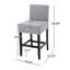 Tabouret de comptoir Kd (2), abat-jour gris, P 17,75 po x l 23,20 po x H 37,73 po, base en bois massif, tissu d'ameublement 100% gris chic et élégant