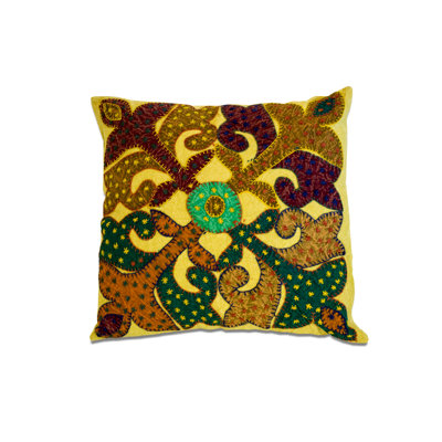 Embroidered Cotton Throw Pillow