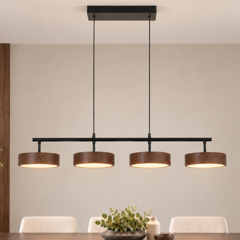 4-Head Modern Dimmable Integrated LED Linear Kitchen Island Pendant