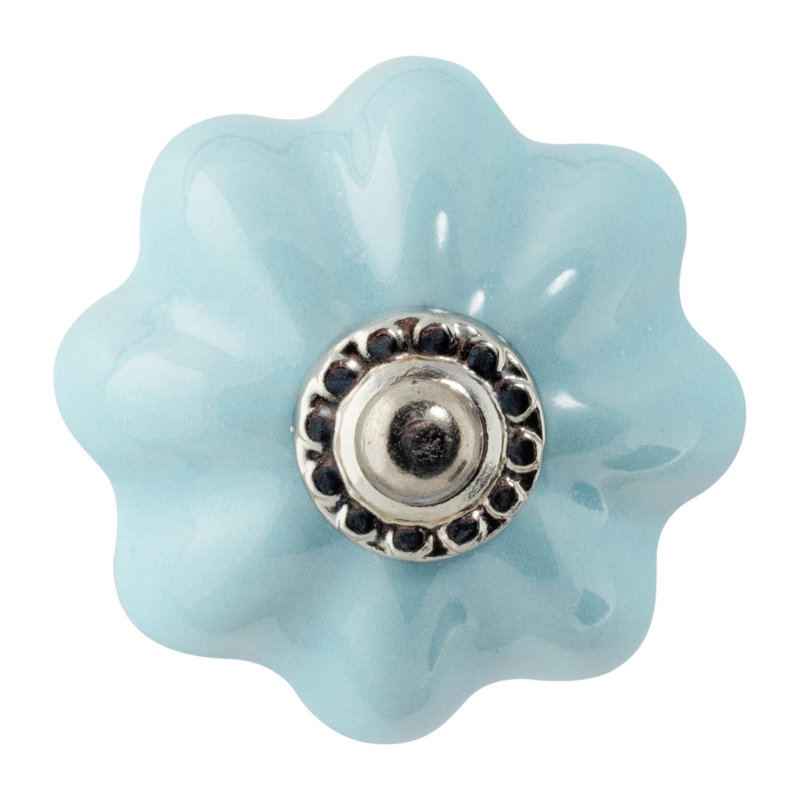 Nicola Spring - Floral Ceramic Cabinet Knob, Blue