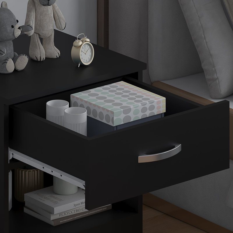 Marlesha 45cm W Bedside Table, Black
