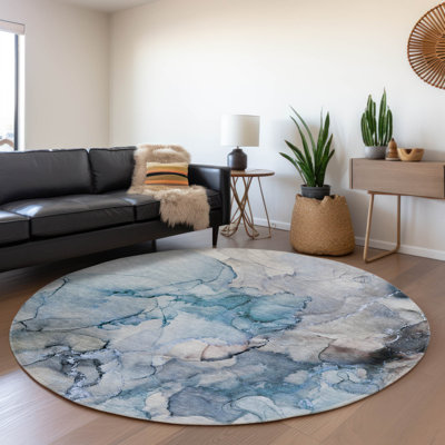 Premium Machine Washable Cerrito AMF520 Blue Rug