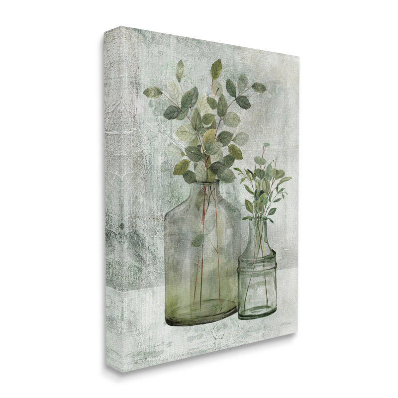 Plant Botanical Bunches Country Vase Potted Plant Painting Oversized Stretched Canvas Wall Art by Carol Robinson