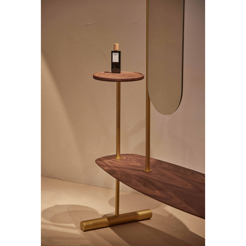 Arco 47.24" Clothes Rack, Brass/Walnut