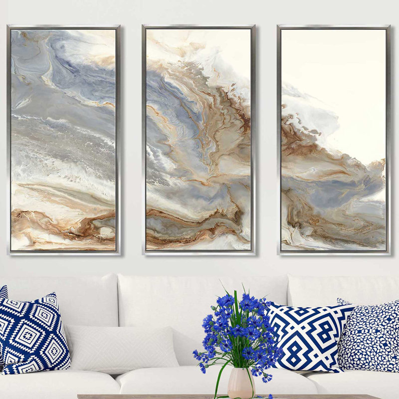 " Forthcoming " 3 - Pieces, 33.5" H x 52.5" W x 2" D, Silver Framed