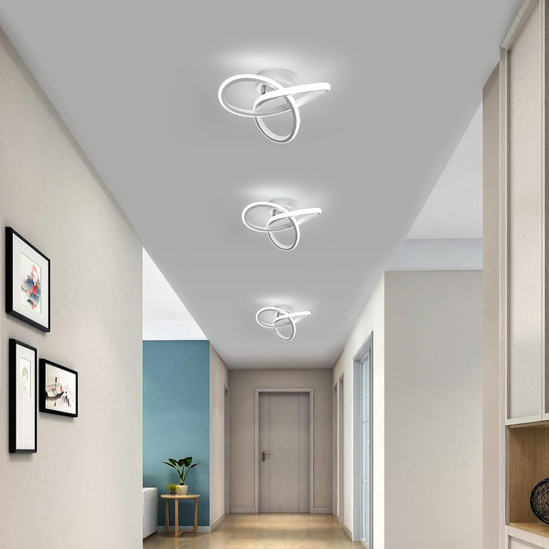 Aziria 3-Light LED Flush Mount Ceiling Light, 11cm H x 30cm W x 30cm D, White, White Light (6500K)