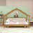 Twin Wooden House Bed With Soft Padded Rails-1925475692