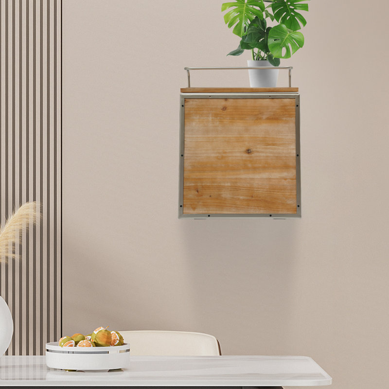 Wall Mount Wine Rack with Fold Down Shelf