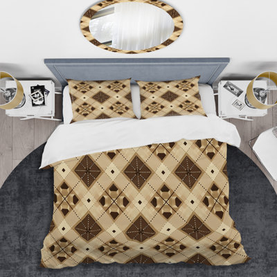Brown Argyle - Transitional Duvet Cover Set
