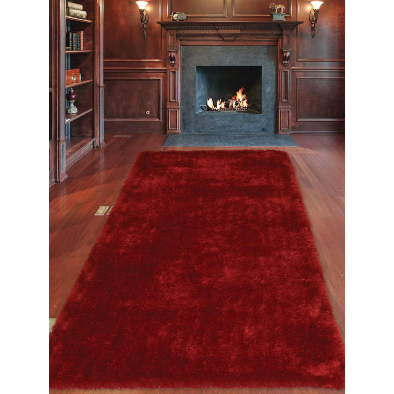 Henricks HAND TUFTED SHAG POLYESTER ECO-FRIENDLY AREA RUGS - Rectangle | Red Color | Solid Design | Area rugs for living room, Bedroom