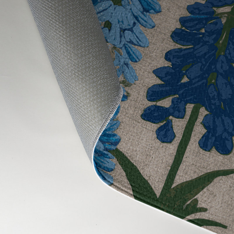 Tapis bleu intérieur et extérieur Botanical, Rectangle 5 pi x 7 pi