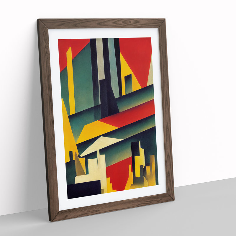 The Abstract Architecture No.3 - Wall Art, 48cm H x 36cm W, Walnut Framed Paper, White