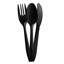 Ensemble de couverts 1000 jetables noir, 334 fourchettes en plastique, 333 cuillères en plastique, 333 couteaux en plastique, poids moyen sans BPA 