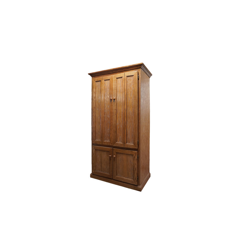Jazayah 38.5" W Rectangle Armoire Desk and Cabinet, Medium Oak