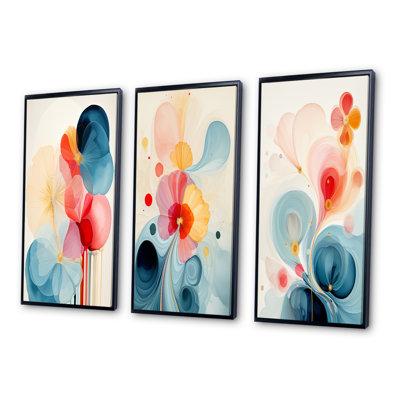 " Energy Of Blossoming Life Retro Minimal Flower III " 3 - Pieces