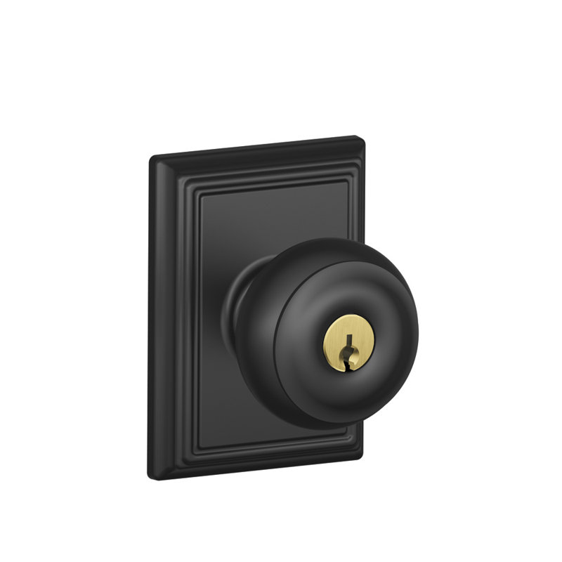 Georgian Keyed Entry Knob with Addison Trim, Matte Black