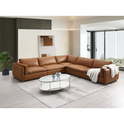 Canapé modulaire en cuir 5 pièces Brighton