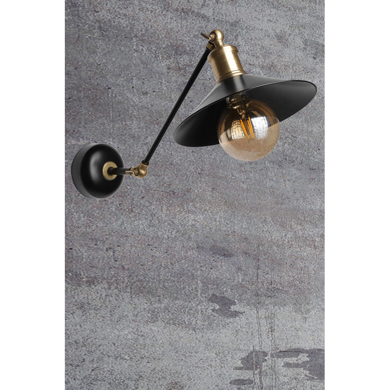 Bras pivotant noir 1 lumière Zariah