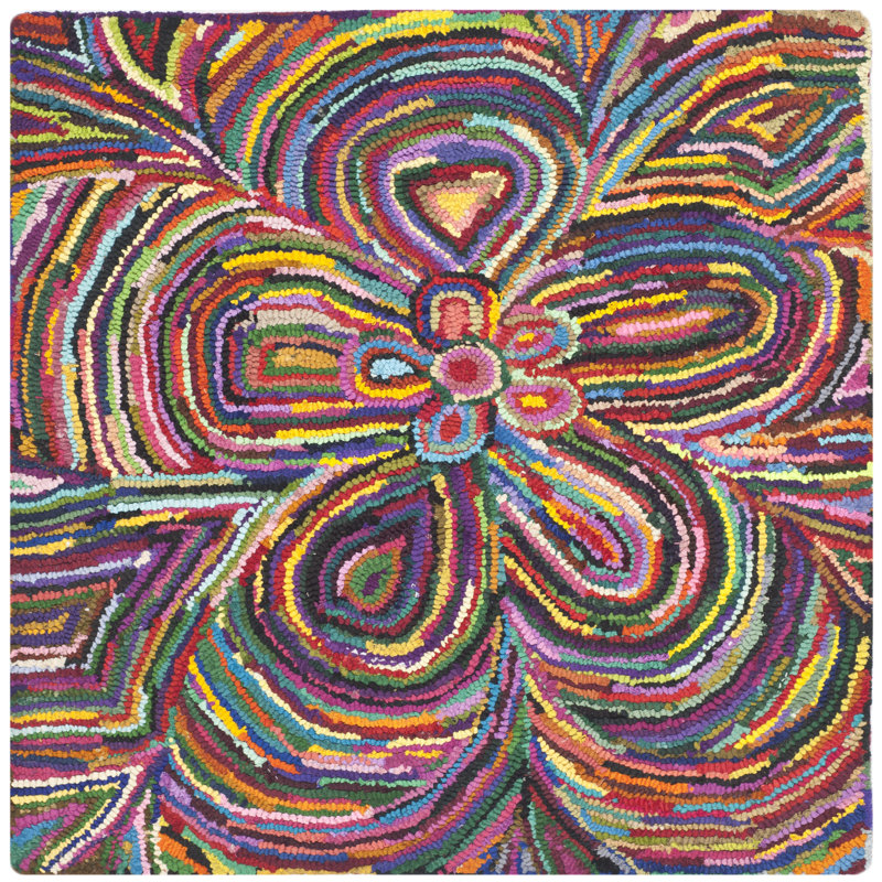 Anaheim Hand Tufted Cotton Floral Rug, Square 4'