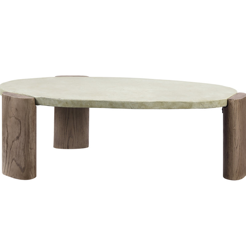 Et table basse au fini bois et chêne - matériau en béton, plateau de 40 mm d'épaisseur, 27,81 po Profondeur, largeur de 47,08 po, hauteur de 16,45 po, poids de 65,22 lb, savoir-faire élégant et pratique pour un bel espace de vie