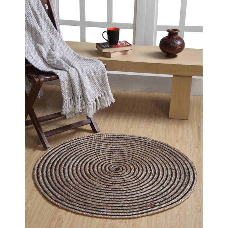 Roepke Striped Jute / Sisal Hand Woven Area Rug, Round 120cm