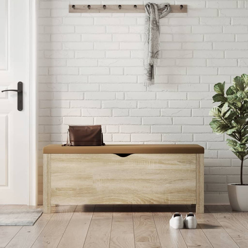Banc de rangement en similicuir Atalfo, Brun clair, Chêne de Sonoma
