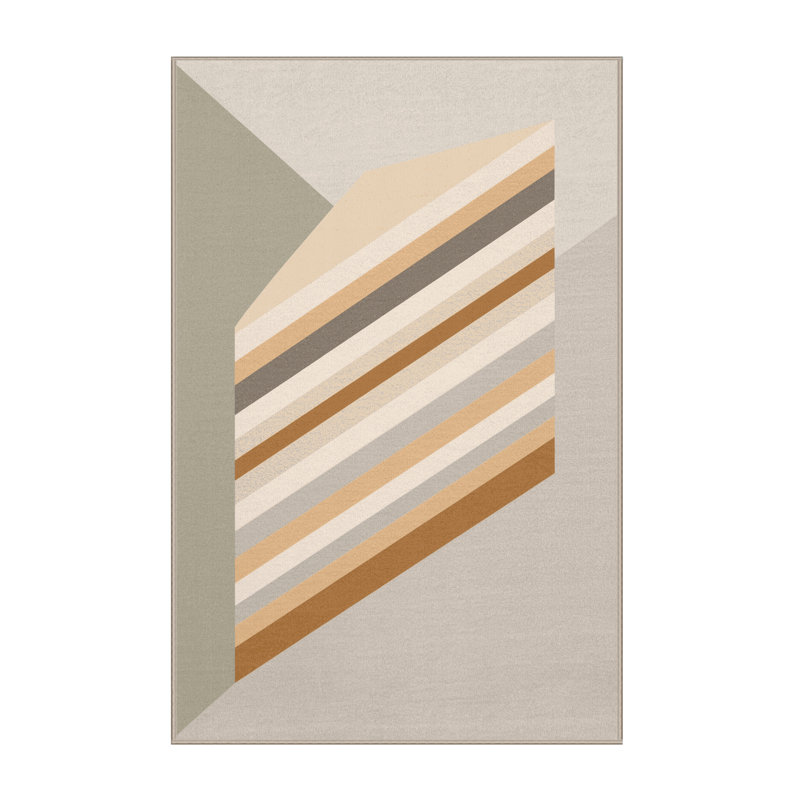 Tapis rayé beige moelleux et moelleux Burholme, 5 x 7