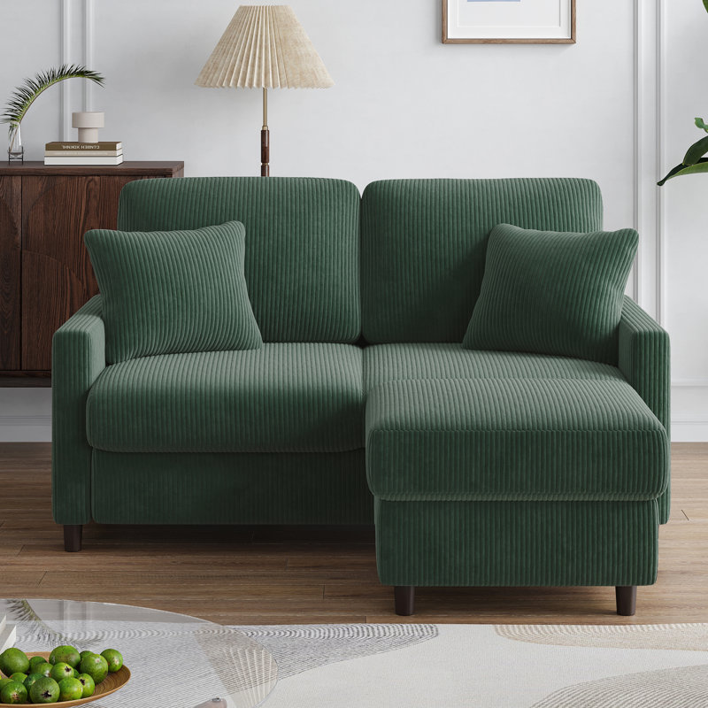 2 Seater Sofa, Green Corduroy