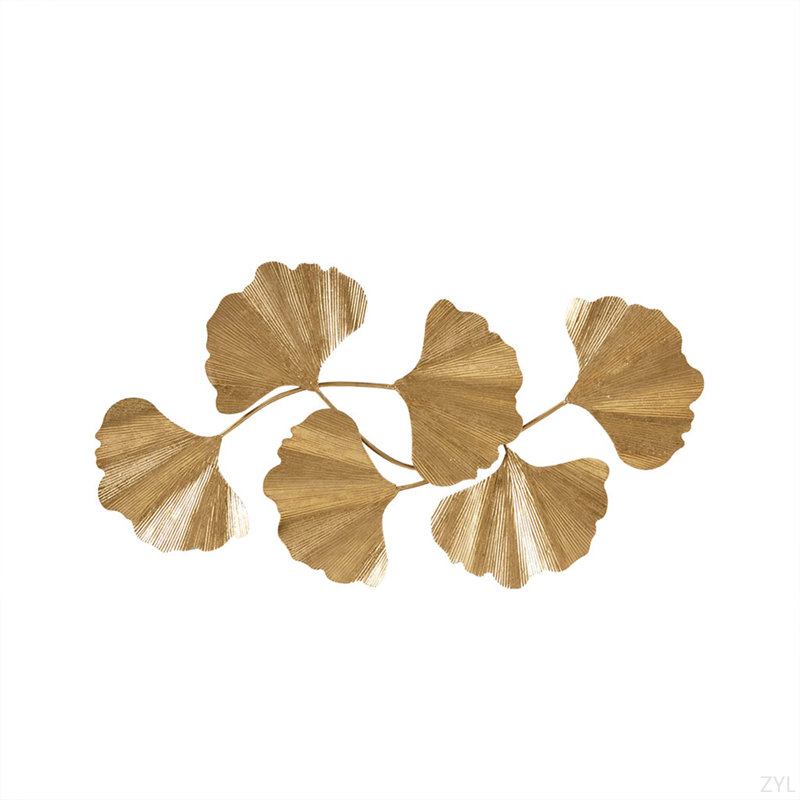 Décoration murale feuille d'or en métal feuille de ginkgo