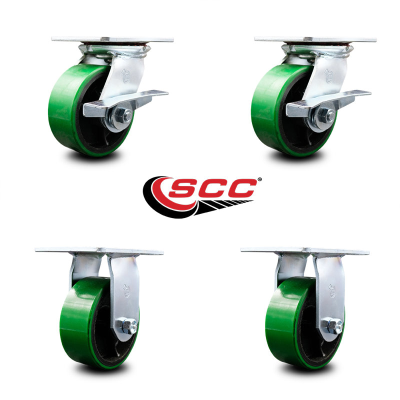 Poly on Cast Iron Caster, Green
