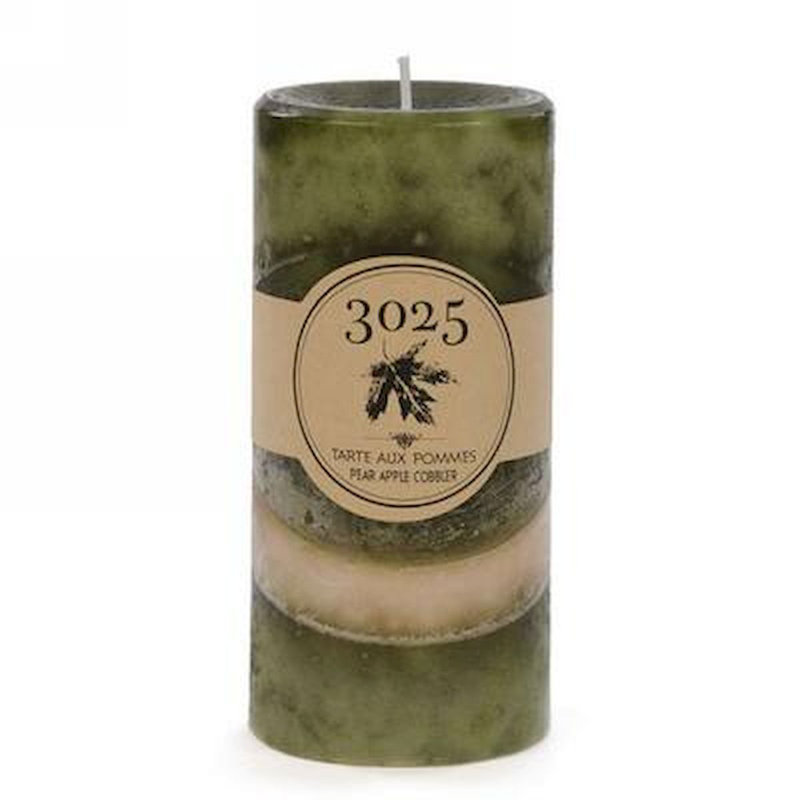 Bougie pilier poire parfumée pomme, H 6 po x l 3 po x P 3 po