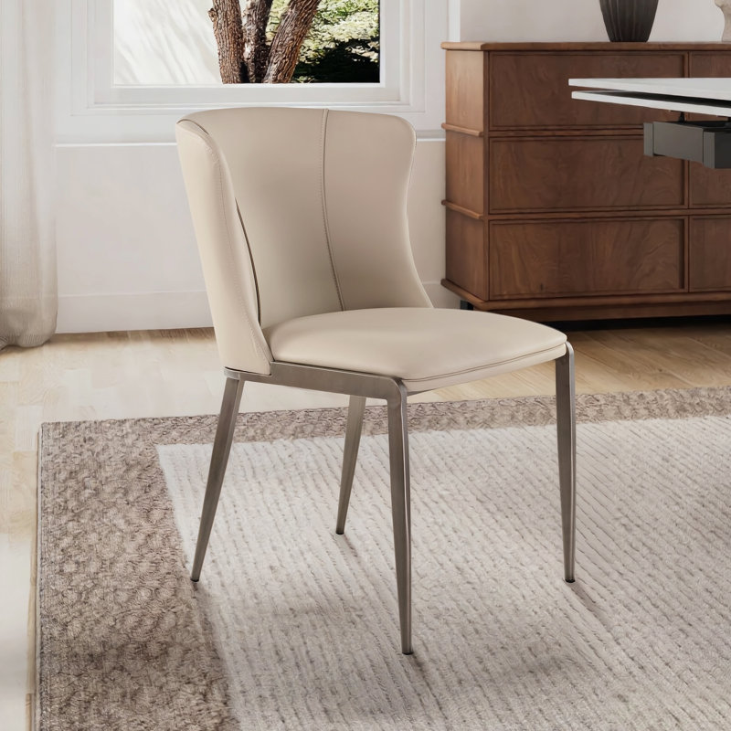 Modern, Armless Dining Chairs , Upholstere , Beige