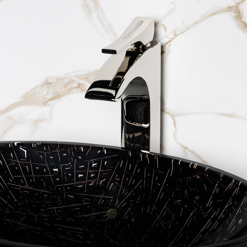 Skip Diamond Vessel Sink Bathroom Faucet, Polished Nickel