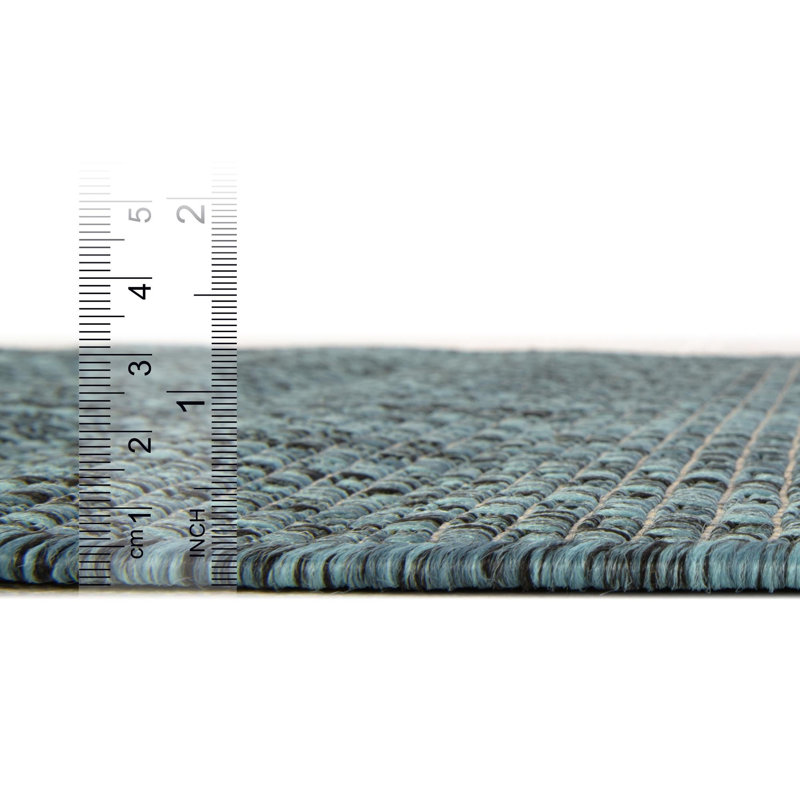 Sevim Teal Indoor / Outdoor Area Rug, Square 5'3"