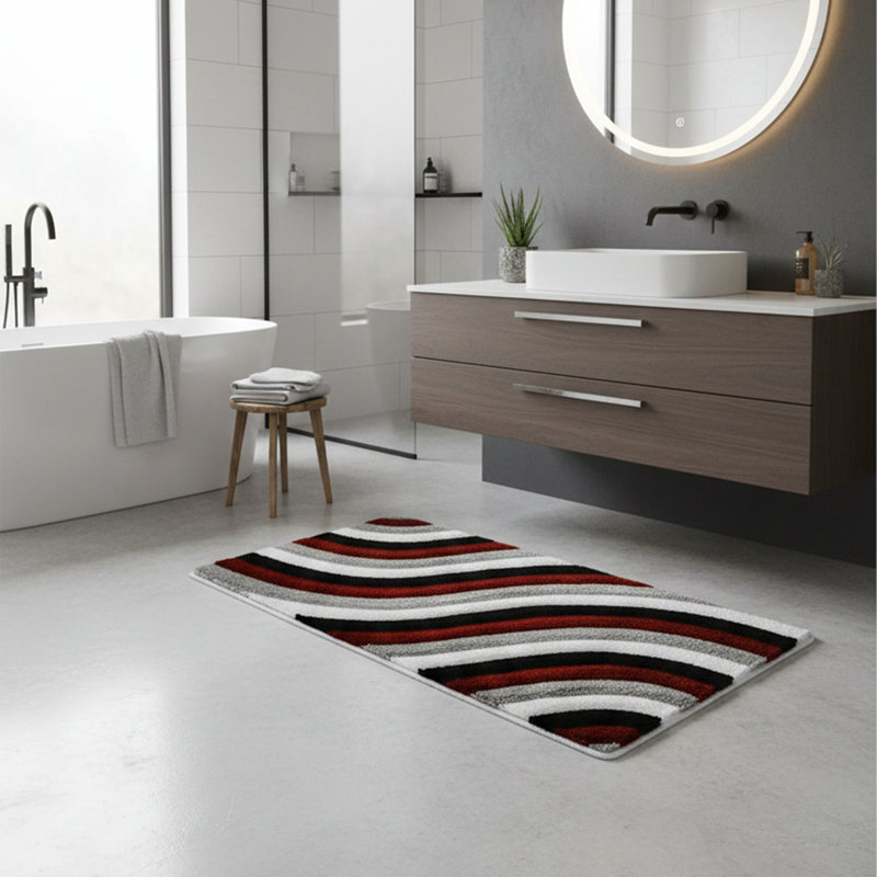 Rhythm Wave Shag Bath Rug