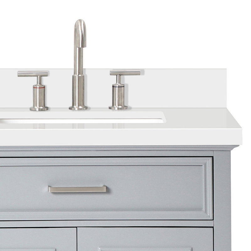 Kensington 73'' W Double Vanity, Gray, Rectangular, Pure White Quartz
