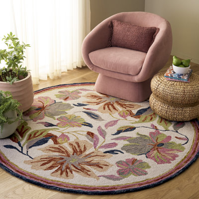 Laine touffetée à la main Jardin; Tapis d'intérieur floral en coton