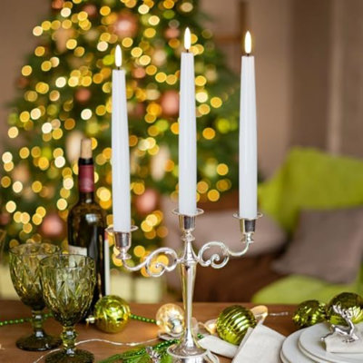 LED Taper Candles With Remote Timer, White Flickering Flameless Taper Candles Battery Operated, Real Wax Flameless Candlesticks For Halloween Christmas Decorations(Set Of 6, 0.78” X 9.84”)