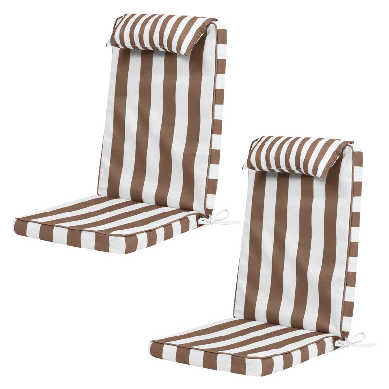 2 Pack High Back Seat Pad Deck Stripe, Cushion, Terracotta, Brown
