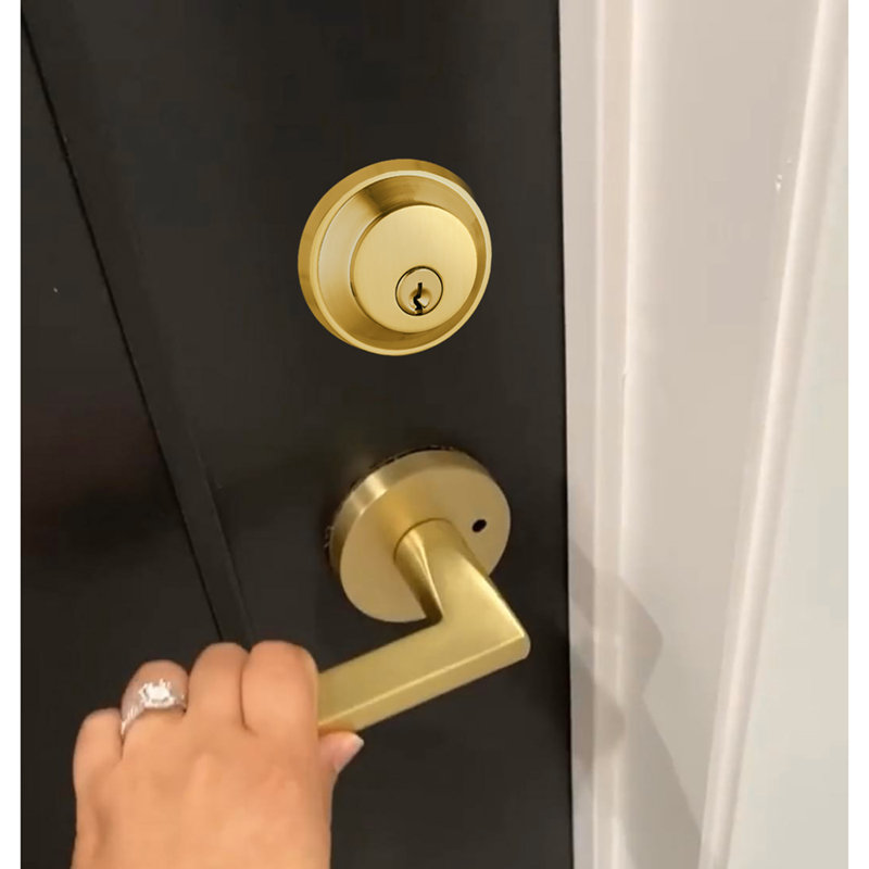 Serrure ronde à pêne dormant - Serrure de porte d'entrée à un côté, Or satiné