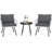 3 Pieces Patio Bistro Set, Outdoor Wicker Set With Coffee Table, All-Weather Rattan Balcony Furniture For 3 With Table & Cushions For Outdoor, Deck, Poolside, White & Black
