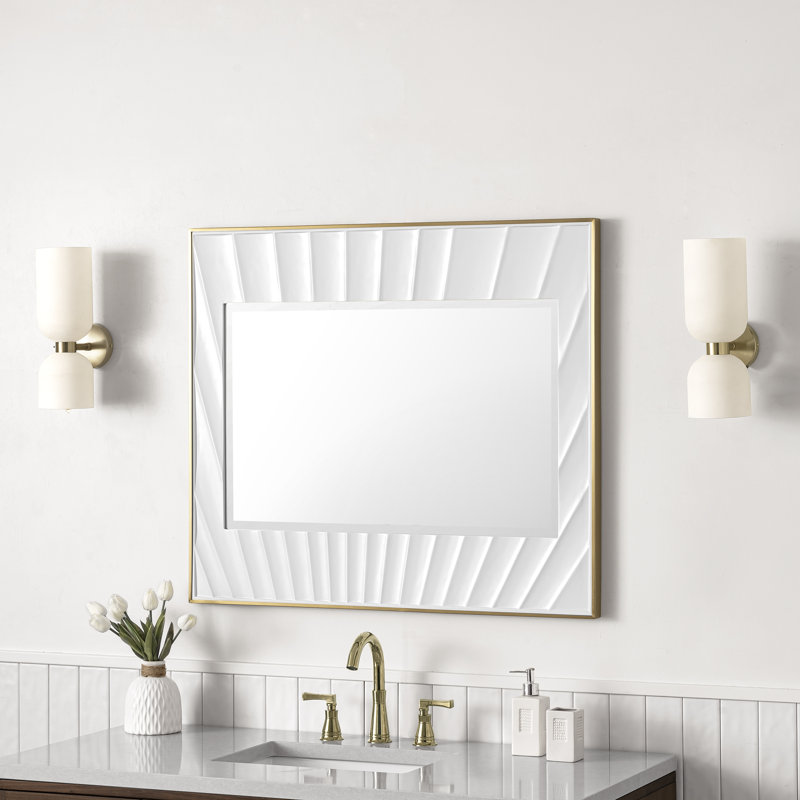 Le Soleil Rectangular White and Gold MDF Framed Mirror