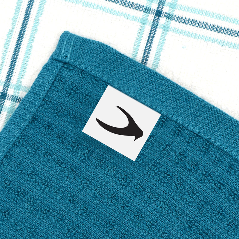 Cotton Stripe Waffle Dish Cloth Kitchen Towel, Teal