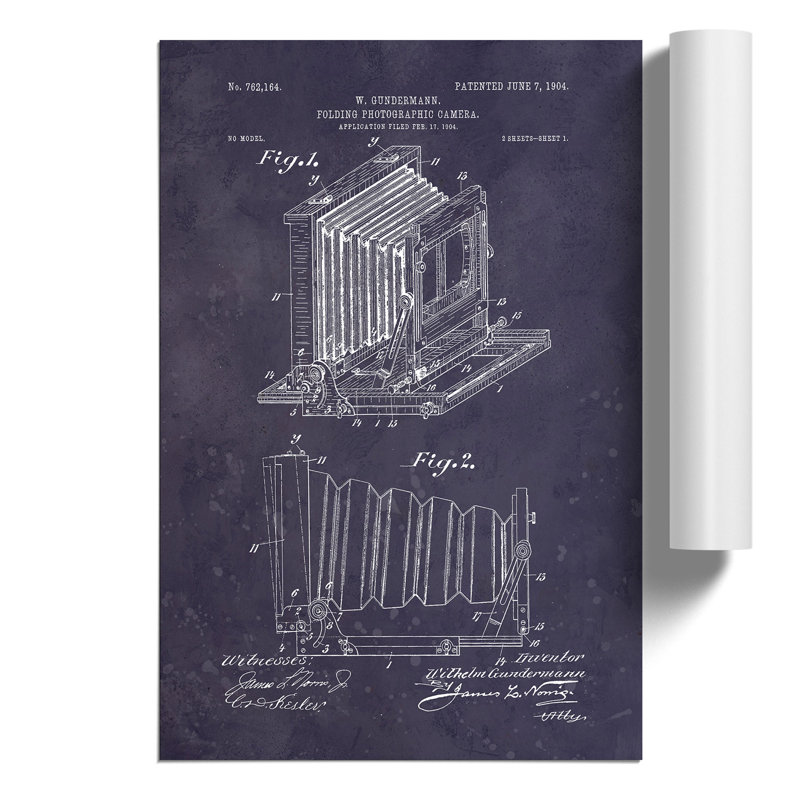 Camera Patent Dark - Frameless Print, 84cm H x 59cm W x 0.1cm D