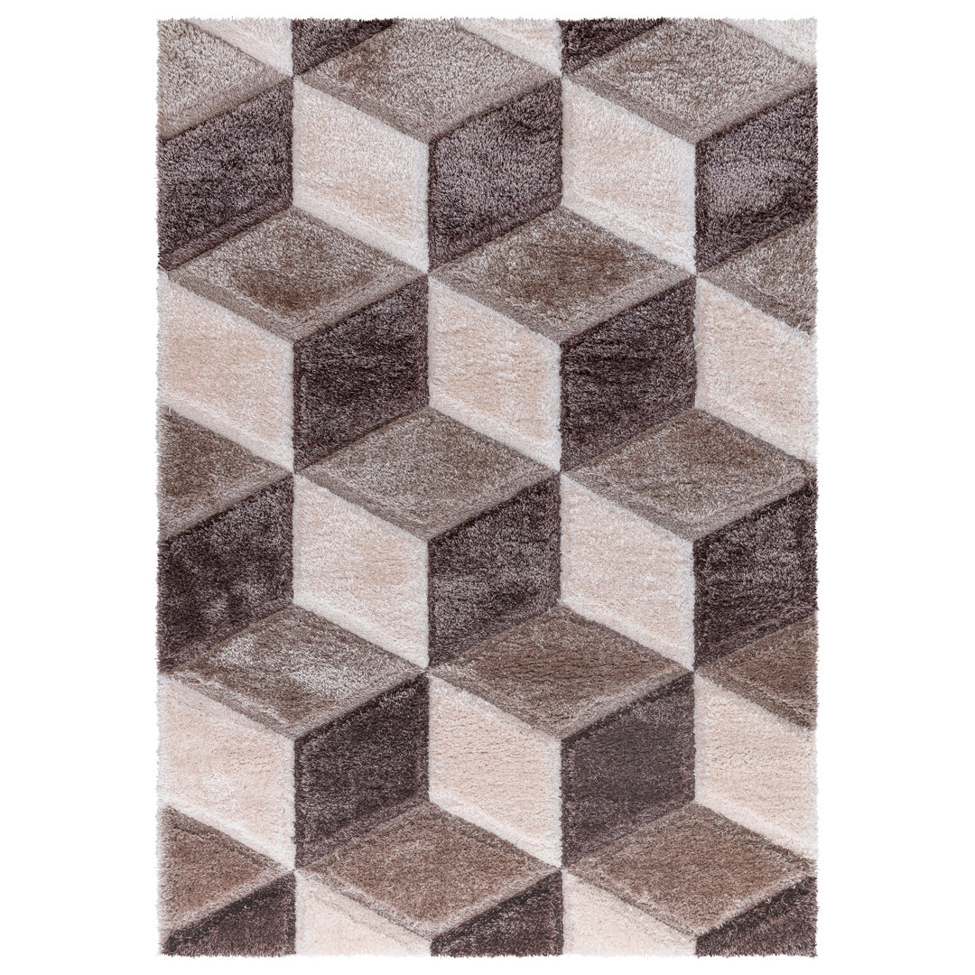 Shaggy Rug Beige Large Living Room Carpet & Extra Long Hallway Runner Modern Geometric Non Slip Bedroom Area Rug